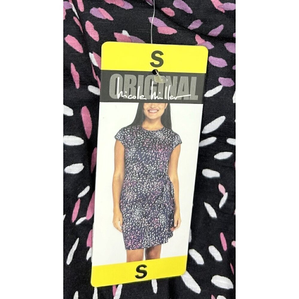 Nicole Miller Short Side Knot Dress Womens Small Dark Navy Modest Classic Pretty - Picture 3 of 12